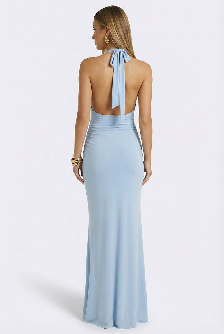 Sky Orchid Halter Maxi Dress