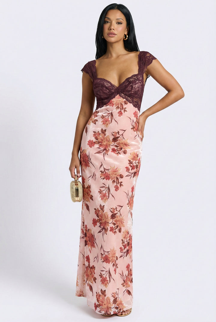 Velvet Bloom Maxi Dress