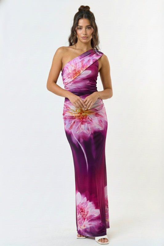Wild Orchid One-Shoulder Maxi Dress
