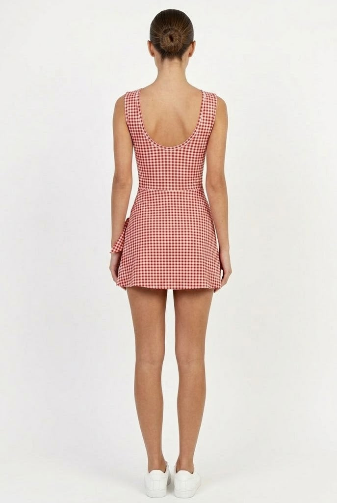 Gingham Charm Wrap Mini Dress