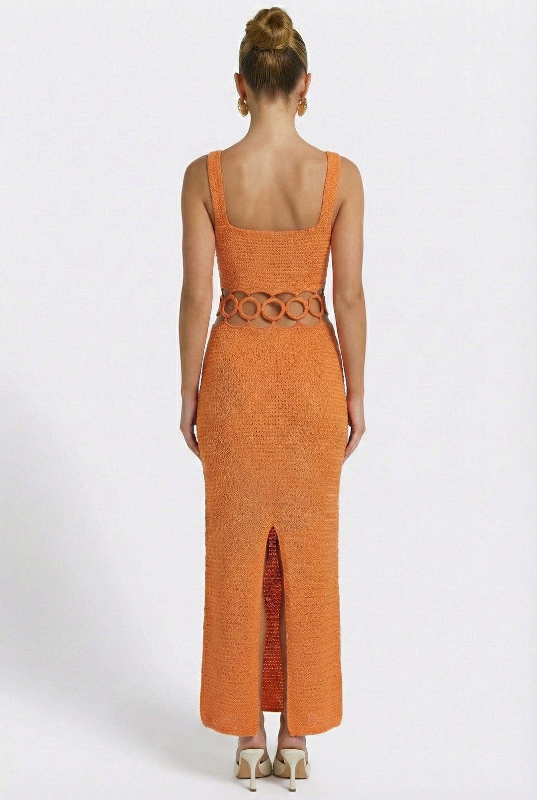 Bali Square Neck Sleeveless Crochet Midi Dress