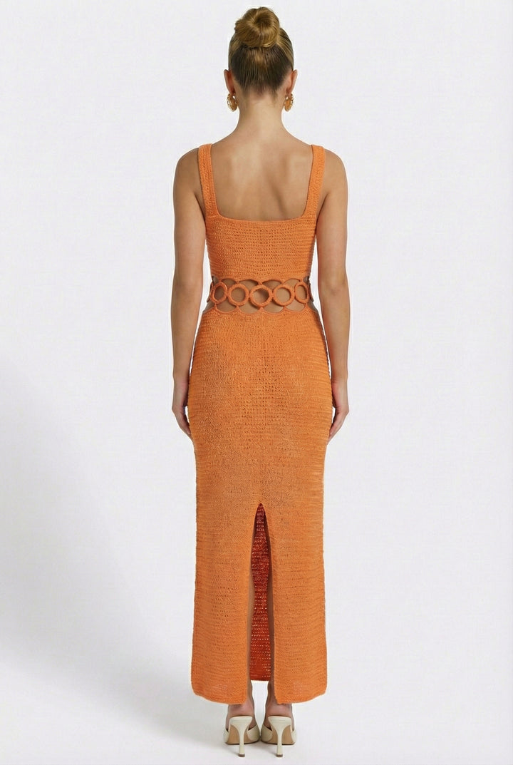 Bali Square Neck Sleeveless Crochet Midi Dress