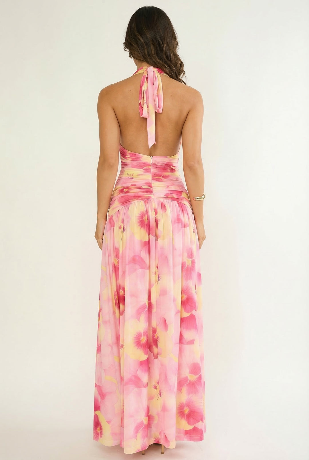 Blush Sunset Halter Maxi Dress