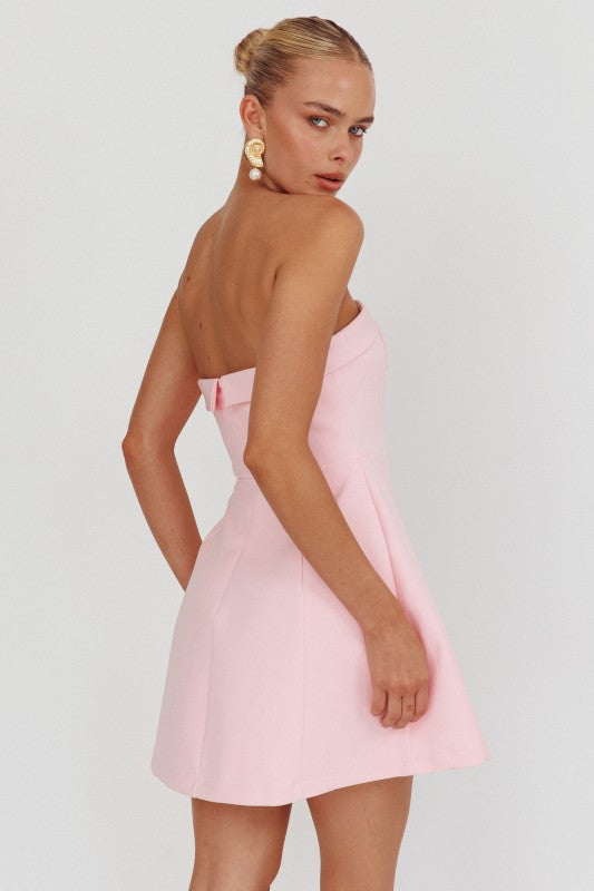 Blush Fold Strapless Mini Dress