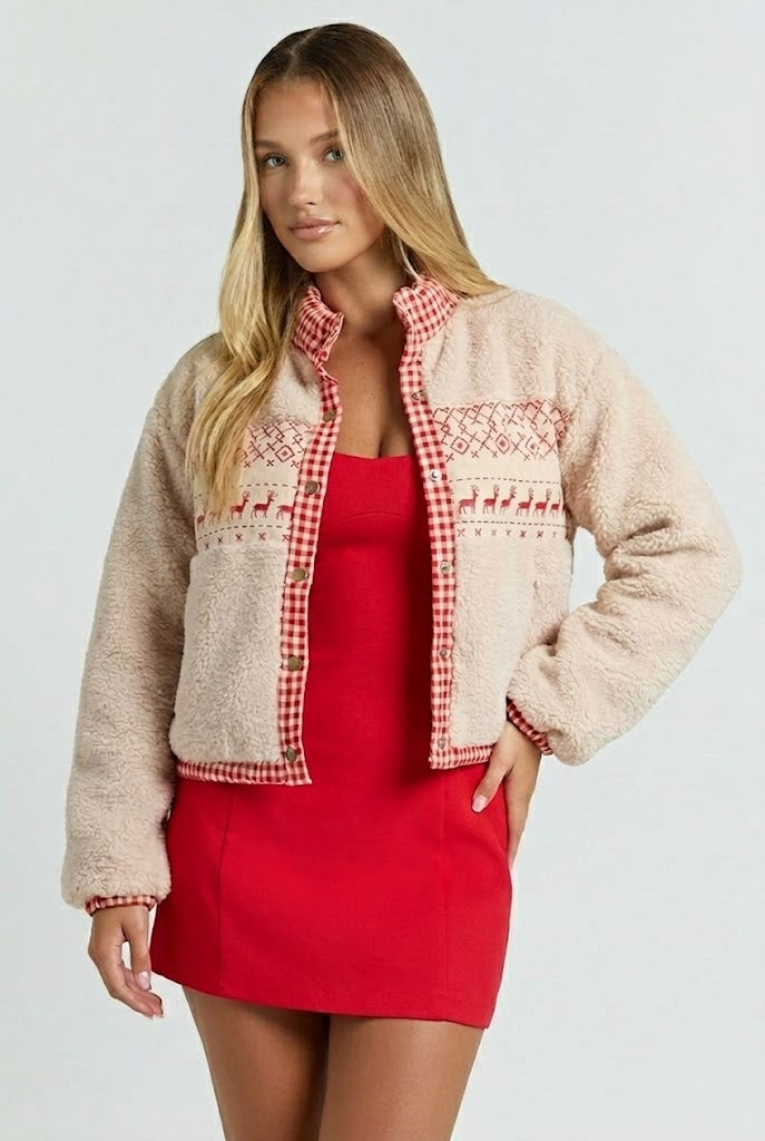 Reindeer Sugar Cookie Sherpa Jacket