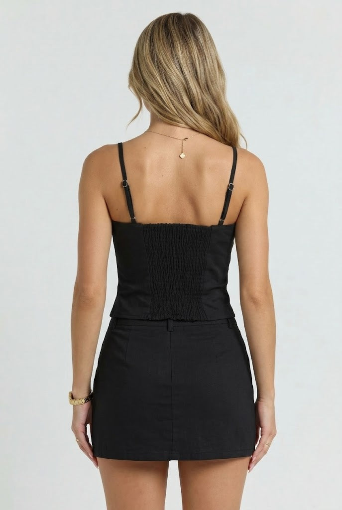 Little Black Button Top