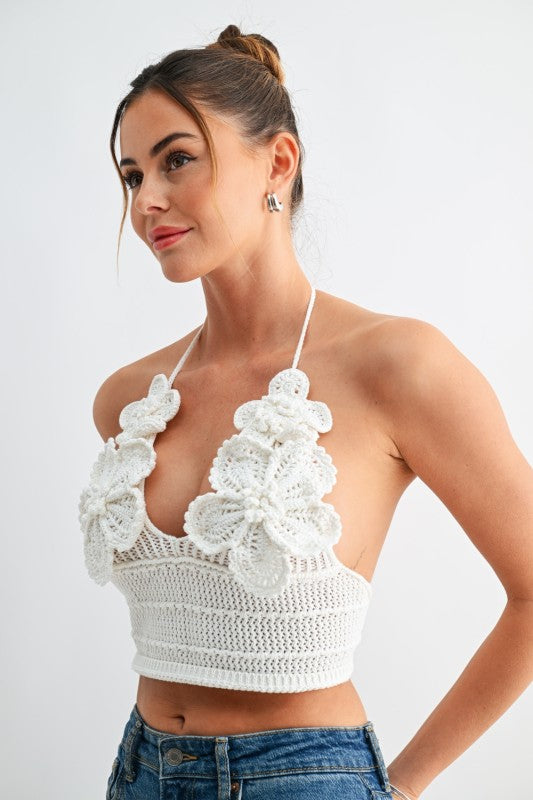 Flower Stand Crochet Halter Top