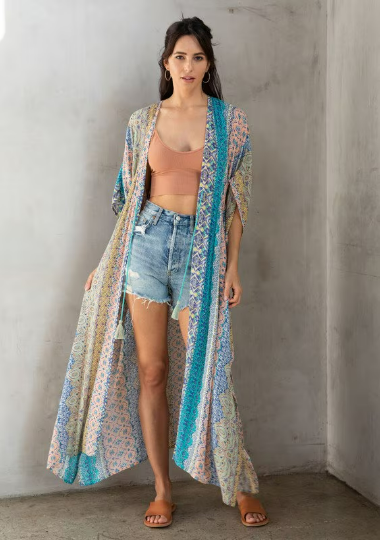 Take Me To Coachella Paisley Maxi Kimono - Final Sale