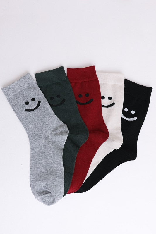 Happy Face Cotton Crew Socks