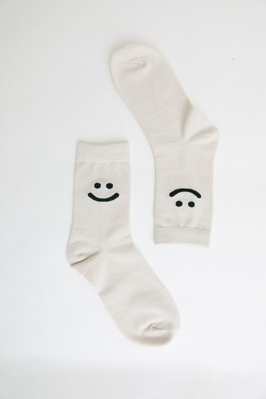 Happy Face Cotton Crew Socks