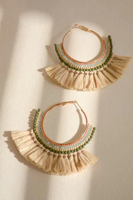 Maasai Mara Raffia Fan Hoop Earrings