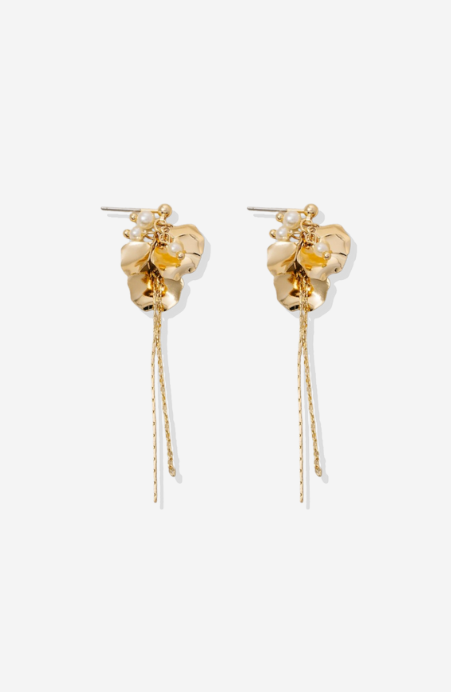 Metallic Flower Petals Dangle Earrings