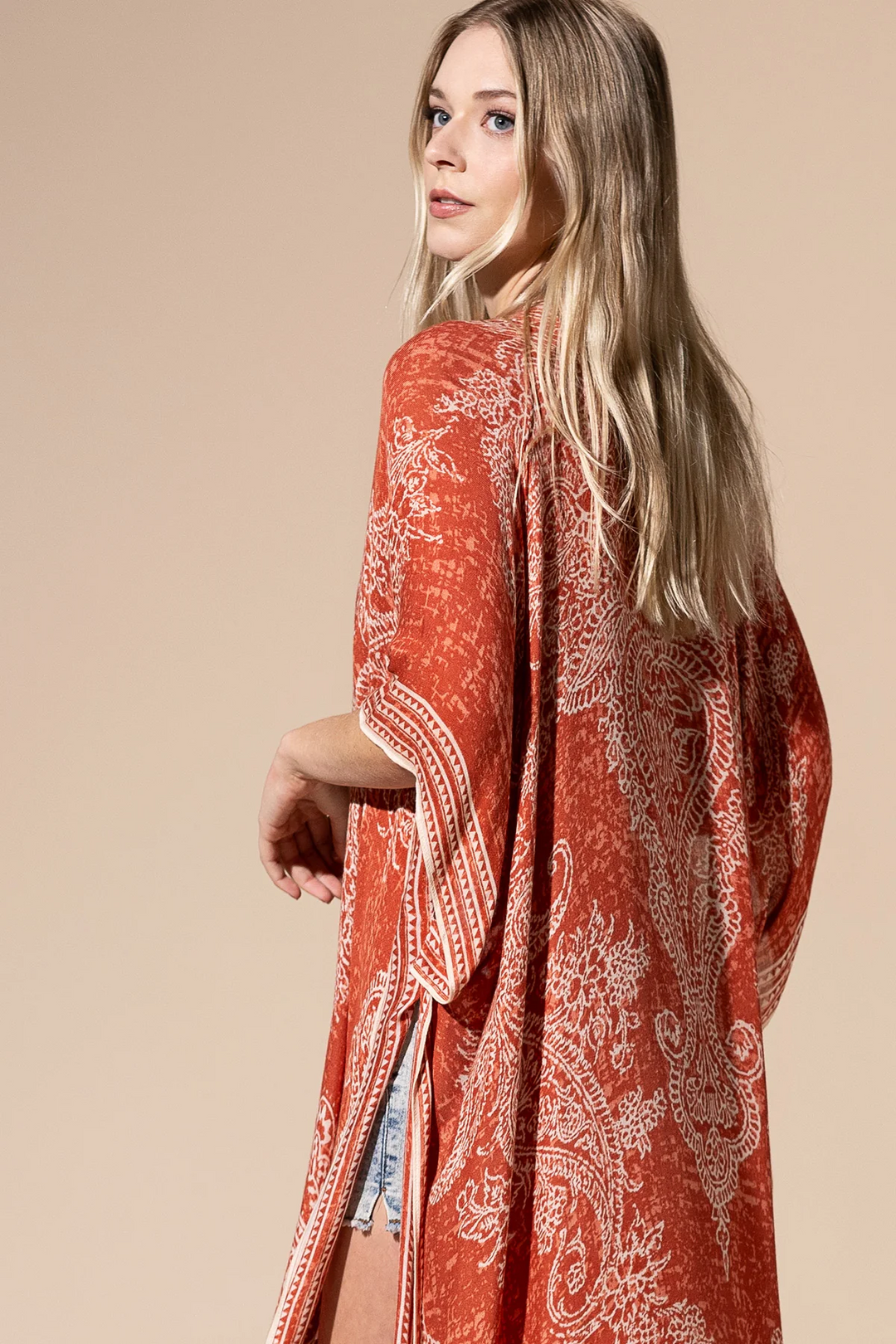 Inaya Printed Open Front Kimono