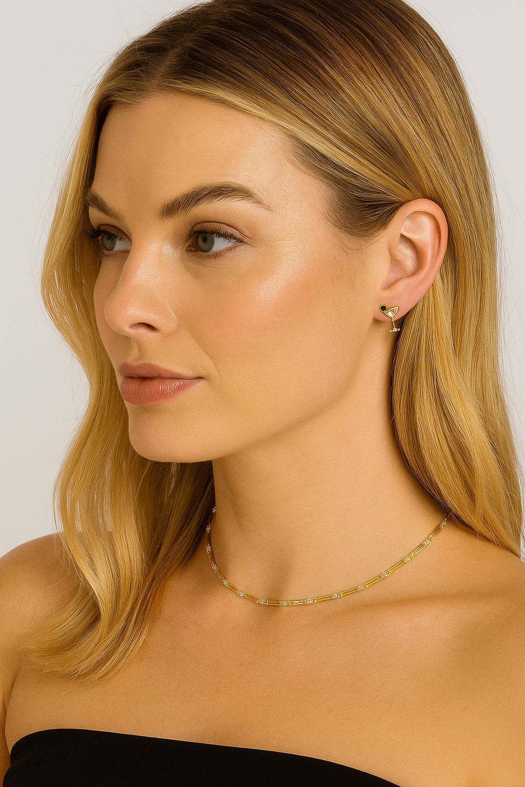 Golden Martini Stud Earrings