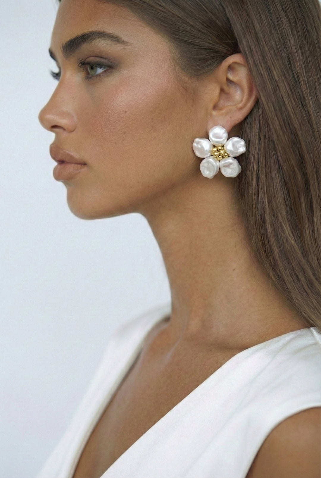 Pearl Petals Flower Stud Earrings
