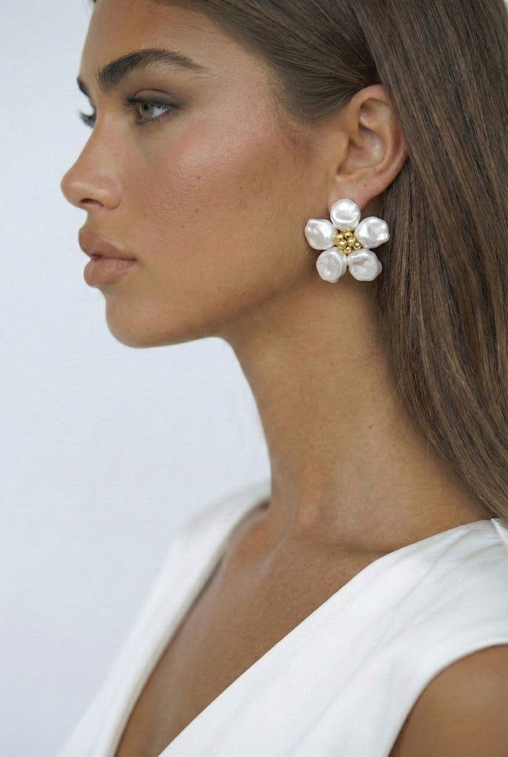 Pearl Petals Flower Stud Earrings