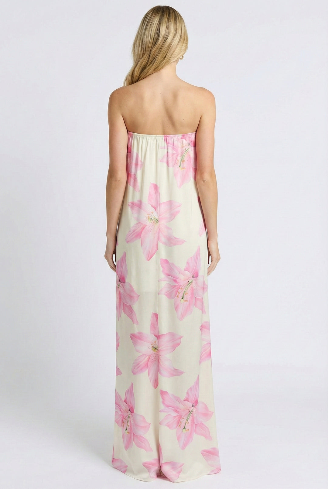 Petal Veil Strapless Maxi Dress