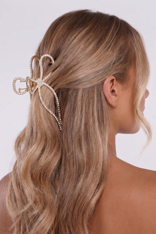 Rhinestone Bow Hair Claw