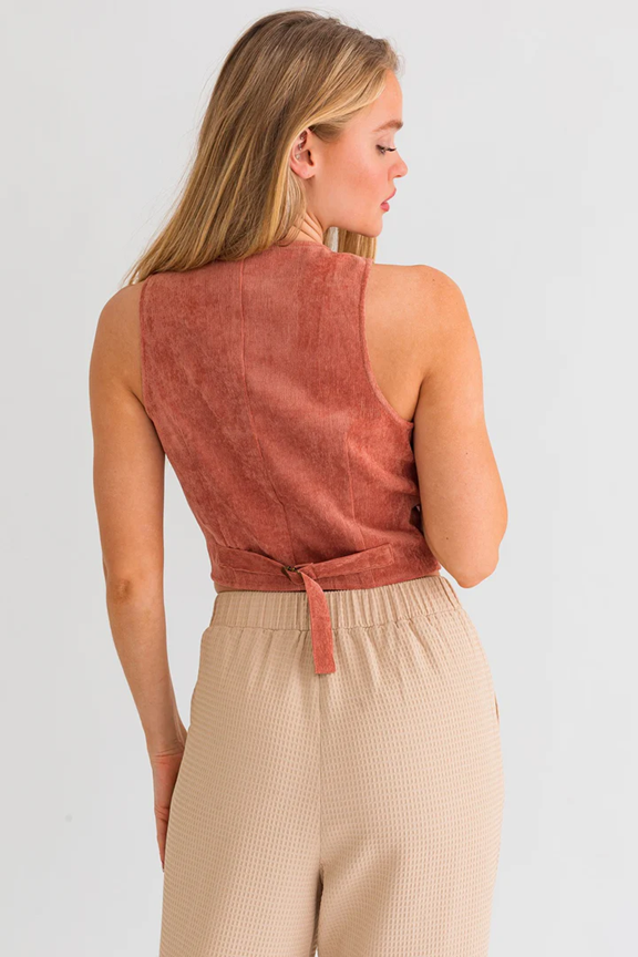 Corduroy Button Front Vest - Small - Final Sale