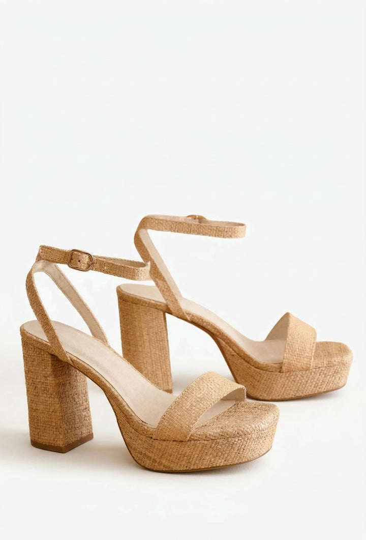 Sun Deck Raffia Platform Heel