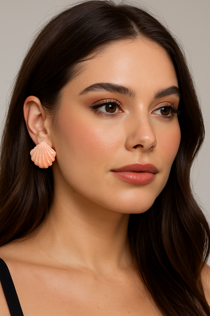 Glitter Shell Stud Earrings
