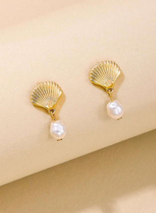 Honeylight Shell And Pearl Drop Earrings