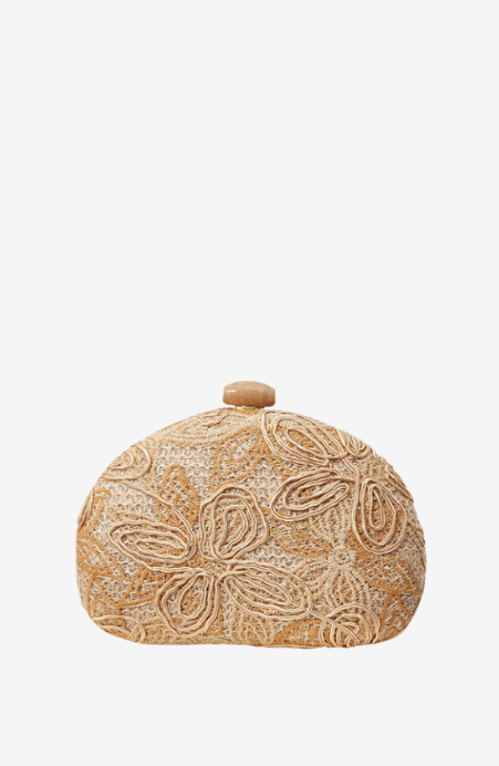 Palma Beaded Straw Clutch