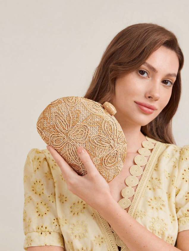 Palma Beaded Straw Clutch