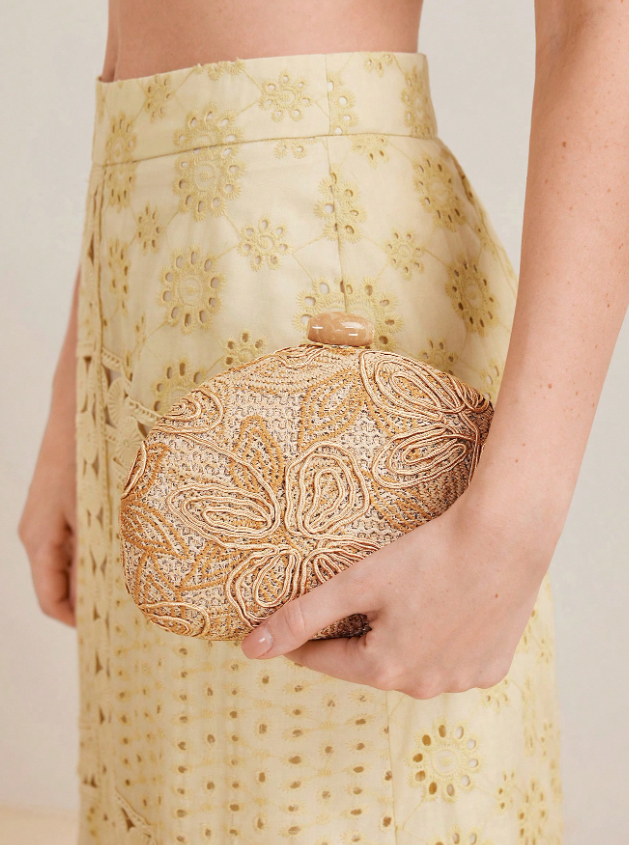 Palma Beaded Straw Clutch