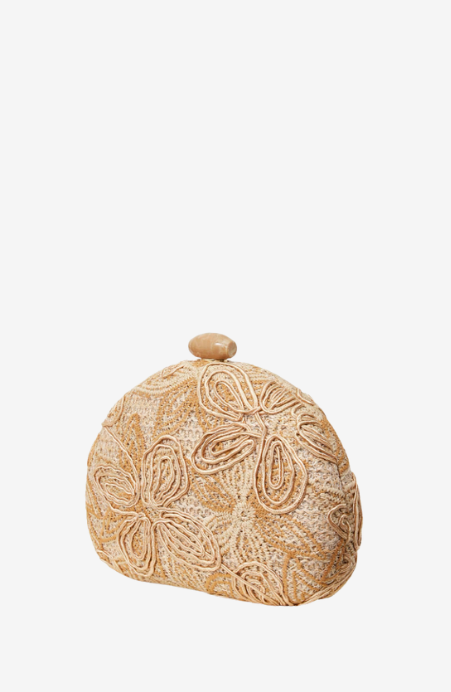 Palma Beaded Straw Clutch