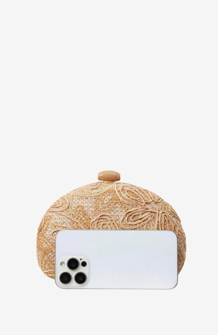 Palma Beaded Straw Clutch
