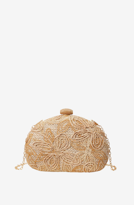 Palma Beaded Straw Clutch