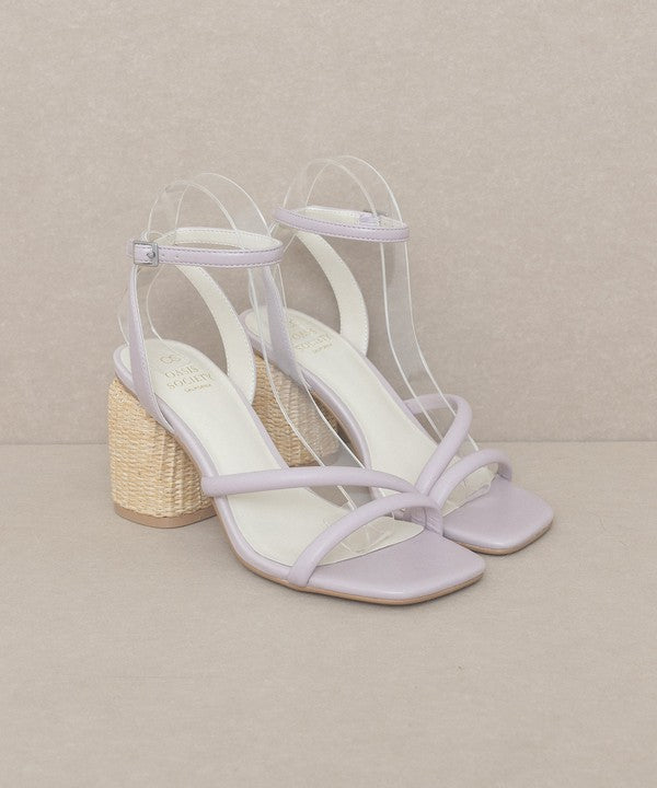 Vegan Alaia Lavender Strappy Raffia Heel Sandal