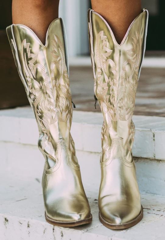 Metallic Gold Western Cowboy Boots