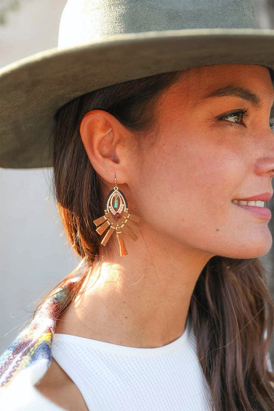 Kalahari Suede Fringe Beaded Earrings - Final Sale