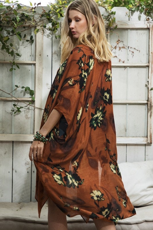 Desert Flower Open Front Kimono