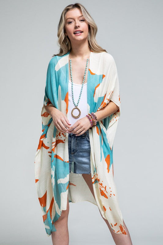 Aquamarine Open Front Kimono