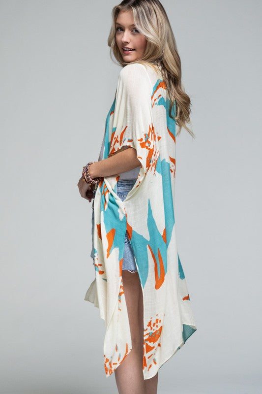 Aquamarine Open Front Kimono