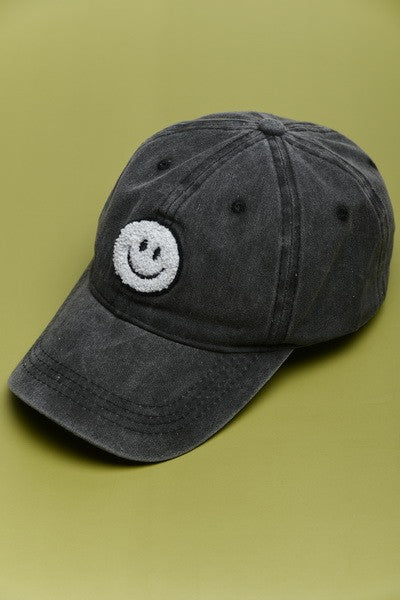 Oh Happy Days Sherpa Smiley Baseball Hat