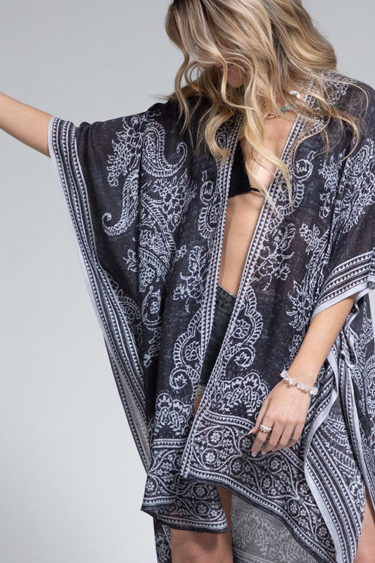 Inaya Printed Open Front Kimono