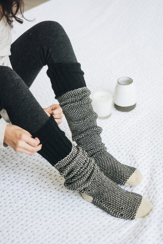 Open Work Ribbed Knit Lounge Socks