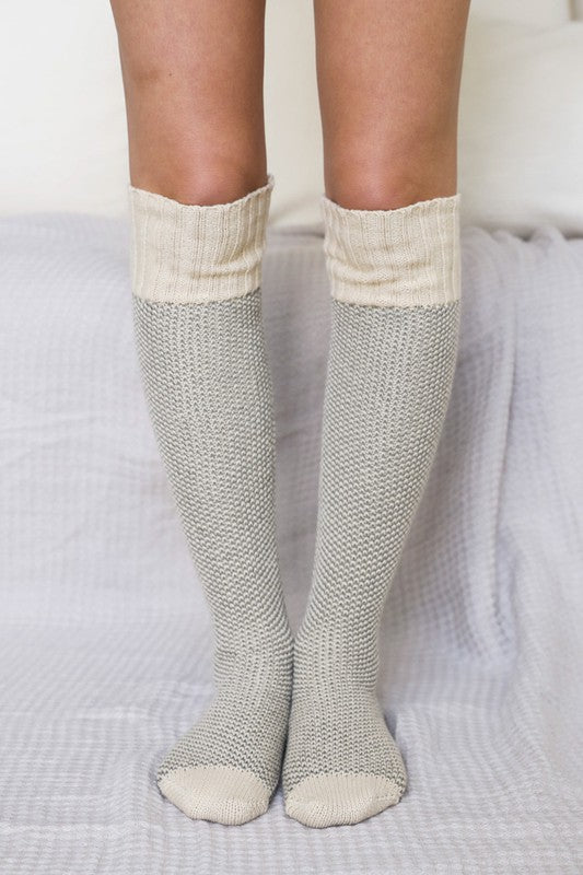 Open Work Ribbed Knit Lounge Socks