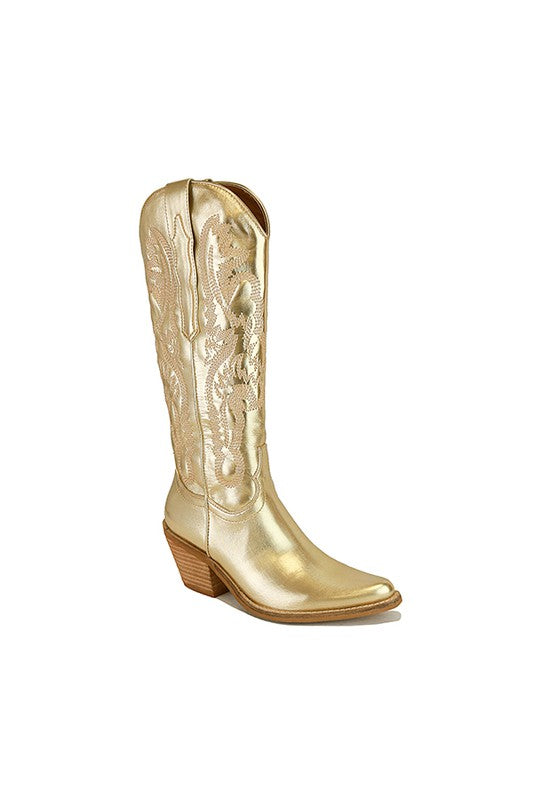 Metallic Gold Western Cowboy Boots