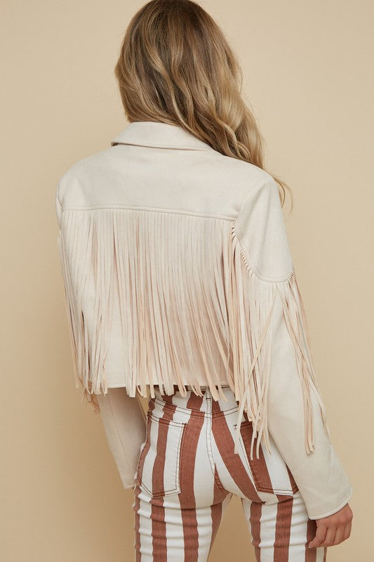 Walford Cropped Fringe Faux Suede Jacket - Large - Final Sale