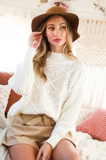 New Love Knit Mock Turtle Neck Sweater - Final Sale