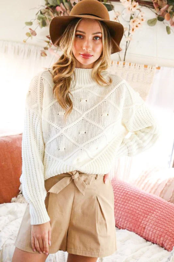 New Love Knit Mock Turtle Neck Sweater - Final Sale