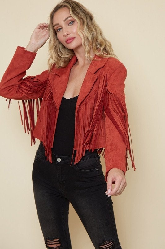 Walford Cropped Fringe Faux Suede Jacket