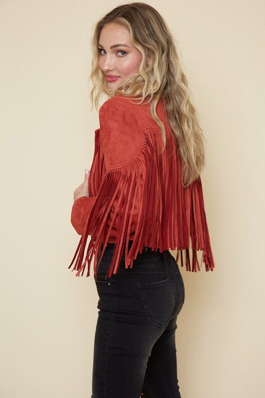 Walford Cropped Fringe Faux Suede Jacket