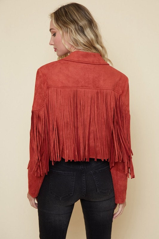 Walford Cropped Fringe Faux Suede Jacket