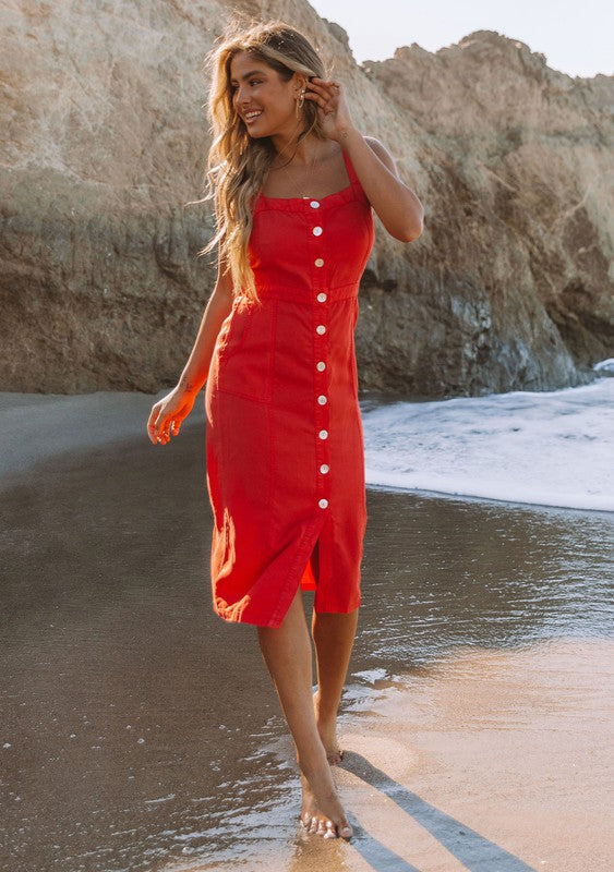 Beach Escape Linen Midi Dress - Small - Final Sale